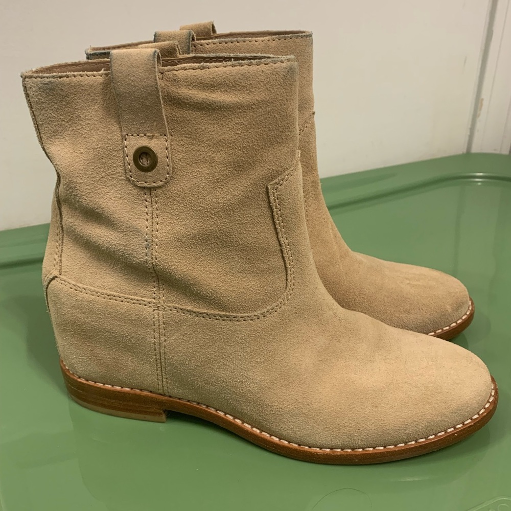 Cole Haan Zillie Ankle Pull On Booties Size 7 Tan Suede